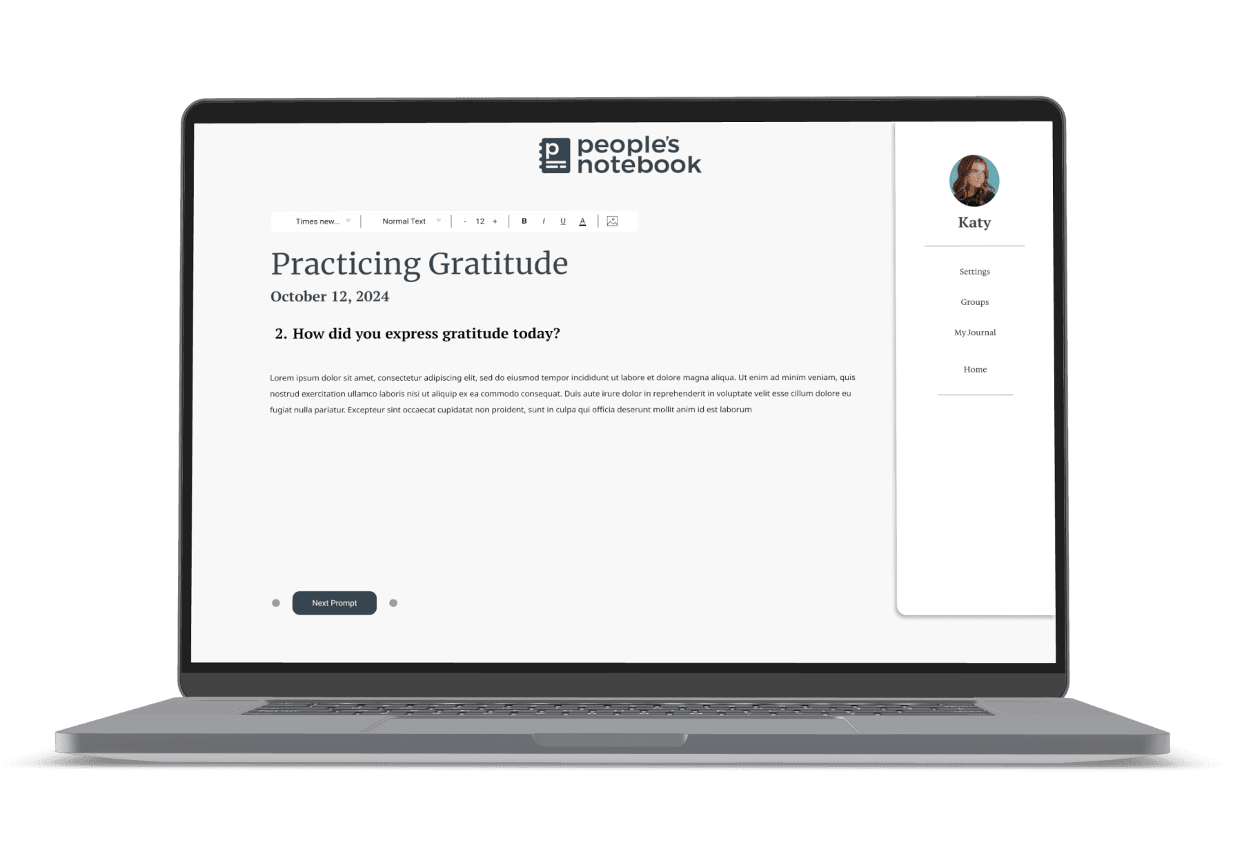 One sample computer screens with People's Notebook pages displayed